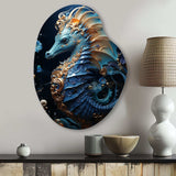 Sapphire Seahorse Delicate Drips II - Asymmetric Metal Wall Art