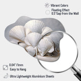 Monochromatic White Seashells - Asymmetric Metal Wall Art