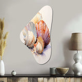 Watercolor White Seashells Collage I - Asymmetric Metal Wall Art