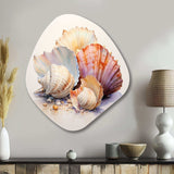 Watercolor White Seashells Collage I - Asymmetric Metal Wall Art