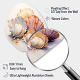 Watercolor White Seashells Collage I - Asymmetric Metal Wall Art