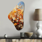 Orange Yellow Seasonal Flowers Seasonal Collage II - Asymmetric Metal Wall Art