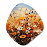 Orange Yellow Seasonal Flowers Seasonal Collage II - Asymmetric Metal Wall Art