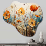 Orange Seasonal Flowers Seasonal Collage II - Asymmetric Metal Wall Art