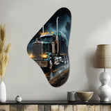 Semi Truck Midnight Cruiser - Asymmetric Metal Wall Art