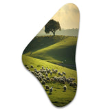 Pastoral Bliss Sheep Landscape II - Asymmetric Metal Wall Art