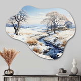 Snow River Winters Solitude - Asymmetric Metal Wall Art