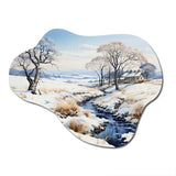 Snow River Winters Solitude - Asymmetric Metal Wall Art