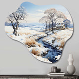 Snow River Winters Solitude - Asymmetric Metal Wall Art