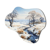 Snow River Winters Solitude - Asymmetric Metal Wall Art