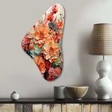 Orange Pink Succulents Flowers I - Asymmetric Metal Wall Art