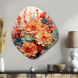 Orange Pink Succulents Flowers I - Asymmetric Metal Wall Art