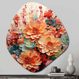 Orange Pink Succulents Flowers I - Asymmetric Metal Wall Art