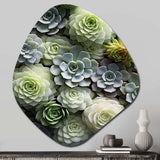 Green Succulents Flowers Serene Succulents II - Asymmetric Metal Wall Art