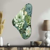 Green Succulents Flowers Serene Succulents IV - Asymmetric Metal Wall Art