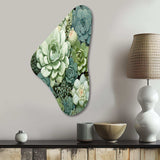 Green Succulents Flowers Serene Succulents IV - Asymmetric Metal Wall Art