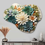 Green Succulents Flowers Serene Succulents VI - Asymmetric Metal Wall Art