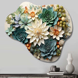 Green Succulents Flowers Serene Succulents VI - Asymmetric Metal Wall Art