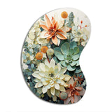 Green White Succulents Flowers Serene Succulents I - Asymmetric Metal Wall Art