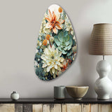 Green White Succulents Flowers Serene Succulents I - Asymmetric Metal Wall Art