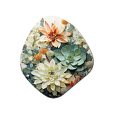 Green White Succulents Flowers Serene Succulents I - Asymmetric Metal Wall Art