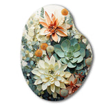 Green White Succulents Flowers Serene Succulents I - Asymmetric Metal Wall Art