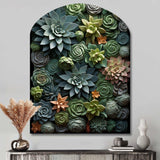 Green Succulents Natures Sculptures - Asymmetric Metal Wall Art