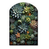 Green Succulents Natures Sculptures - Asymmetric Metal Wall Art