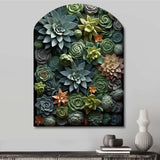 Green Succulents Natures Sculptures - Asymmetric Metal Wall Art