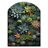 Green Succulents Natures Sculptures - Asymmetric Metal Wall Art