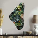 Green Succulents Natures Sculptures - Asymmetric Metal Wall Art