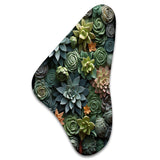 Green Succulents Natures Sculptures - Asymmetric Metal Wall Art