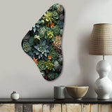 Green Succulents Natures Sculptures - Asymmetric Metal Wall Art