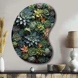 Green Succulents Natures Sculptures - Asymmetric Metal Wall Art