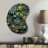 Green Succulents Natures Sculptures - Asymmetric Metal Wall Art