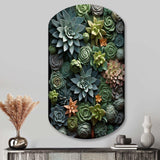 Green Succulents Natures Sculptures - Asymmetric Metal Wall Art