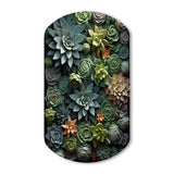 Green Succulents Natures Sculptures - Asymmetric Metal Wall Art