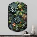 Green Succulents Natures Sculptures - Asymmetric Metal Wall Art