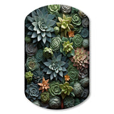 Green Succulents Natures Sculptures - Asymmetric Metal Wall Art