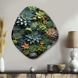 Green Succulents Natures Sculptures - Asymmetric Metal Wall Art