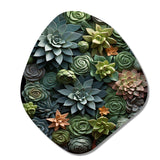 Green Succulents Natures Sculptures - Asymmetric Metal Wall Art