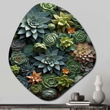 Green Succulents Natures Sculptures - Asymmetric Metal Wall Art