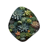 Green Succulents Natures Sculptures - Asymmetric Metal Wall Art