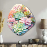 Green Pink Succulents Succulent Serenade - Asymmetric Metal Wall Art