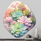 Green Pink Succulents Succulent Serenade - Asymmetric Metal Wall Art