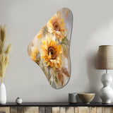 Beige Sunflowers Romantic Impression V - Asymmetric Metal Wall Art