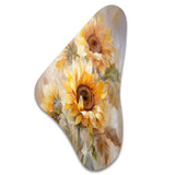 Beige Sunflowers Romantic Impression V - Asymmetric Metal Wall Art