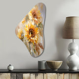 Beige Sunflowers Romantic Impression V - Asymmetric Metal Wall Art