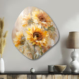 Beige Sunflowers Romantic Impression V - Asymmetric Metal Wall Art