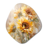 Beige Sunflowers Romantic Impression V - Asymmetric Metal Wall Art